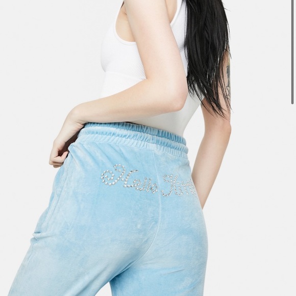 blue velour velvet hello kitty rhinestone tracksuit - Picture 6 of 8